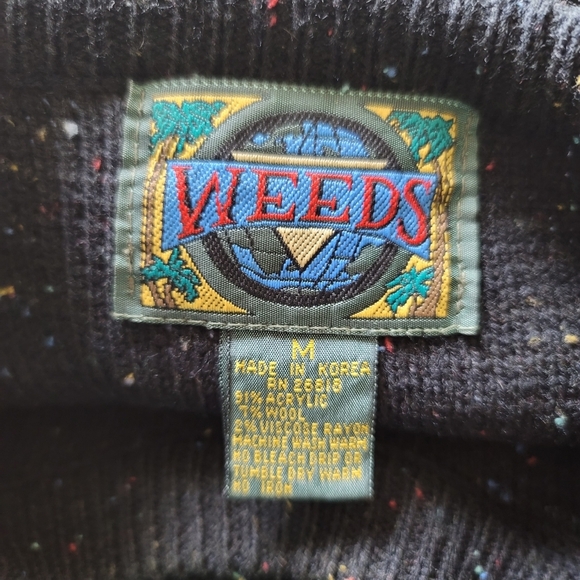 Vintage Weeds Mens Sweater M Medium Black Long Sleeve - Picture 5 of 5
